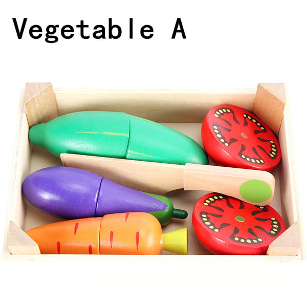 WOODADDY Giocattoli Del Bambino Fragola Simulazione di Frutta Verdura Cut Set Giocattoli di Legno Per I Bambini I Bambini di Alimento Della Cucina Educativo del Regalo: Vegetable A