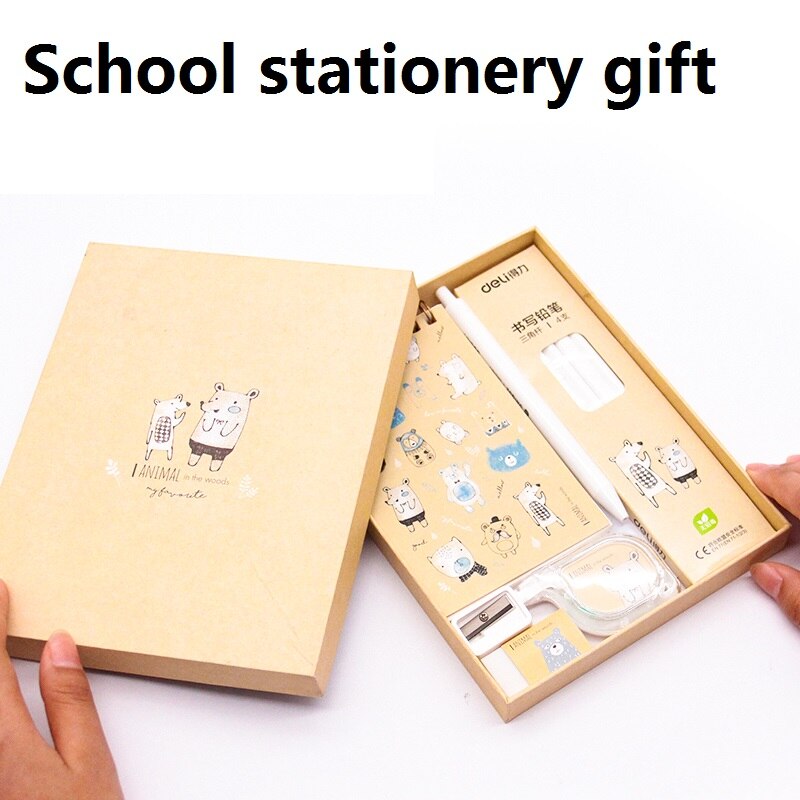 Student Stationery Set Primary High School Cute Cartoon Children's Notebook Pen Tape Eraser Pencil Sharpener