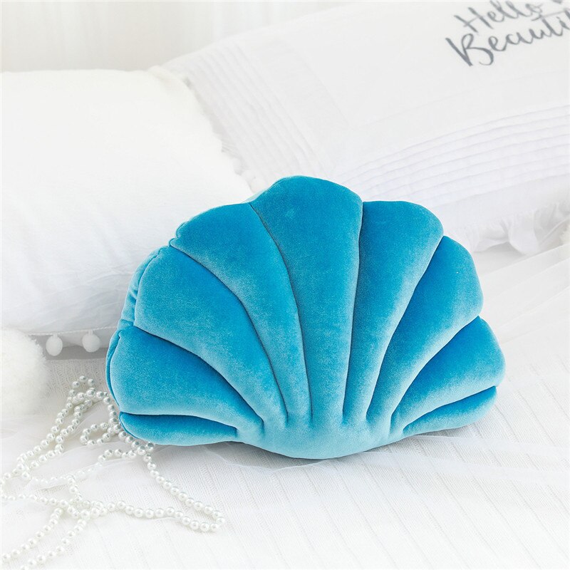 Schelp fluwelen rug schelp gevuld pluche kussen thuis thuis bed bank kussen decoratie pluchen speelgoed: Koningsblauw