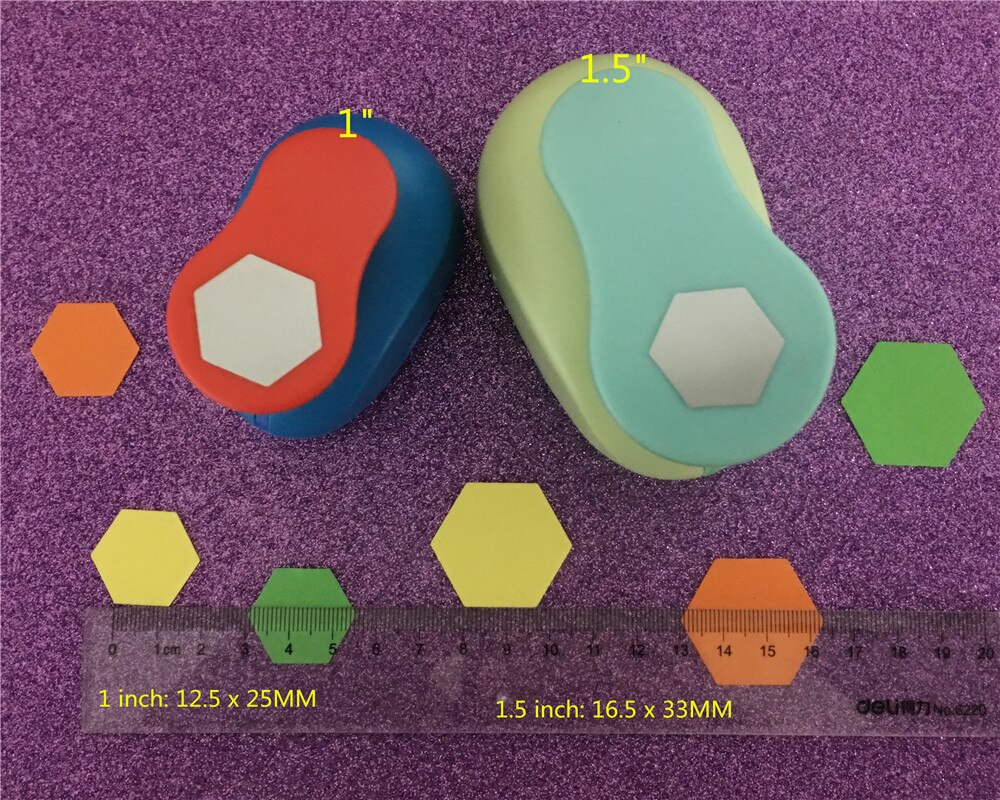 Gratis 2 stks Hexagon (1 st 1 &quot;en 1 st 1.5&quot;) craft punch set Polygon Punch Craft Scrapbooking Papier Perforator Vormige Punch