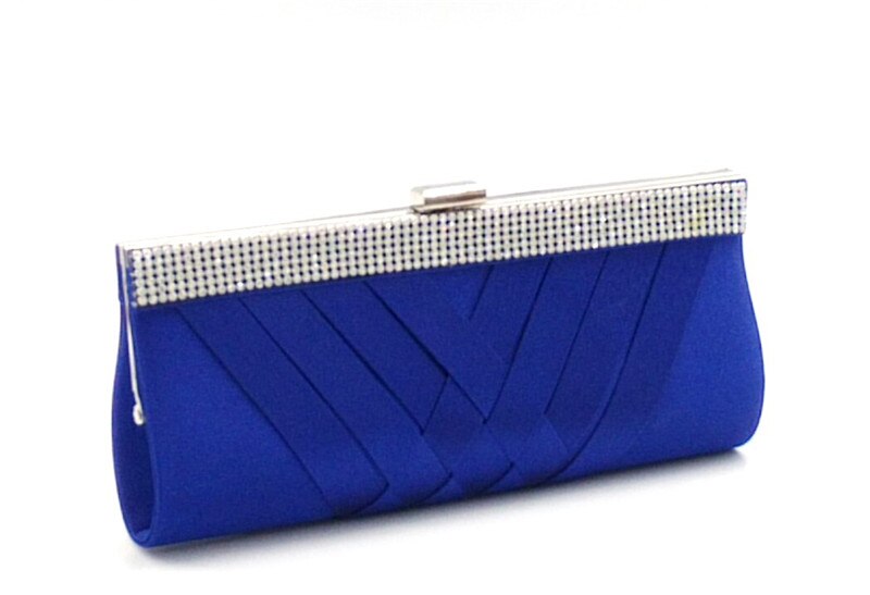 Europeu estilo americano tecer cetim bolsa de embreagem diamante cristal strass noite saco: Azul