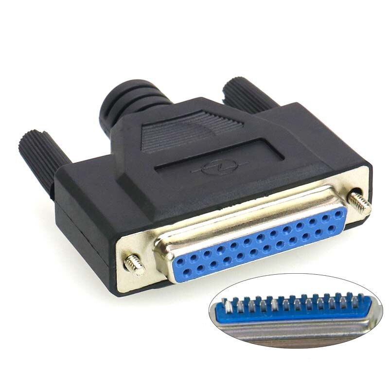 Zuiver koper plated DB25 mannelijke vrouwelijke 25-pin connector gelijmd behuizing print lijn connector: Blauw