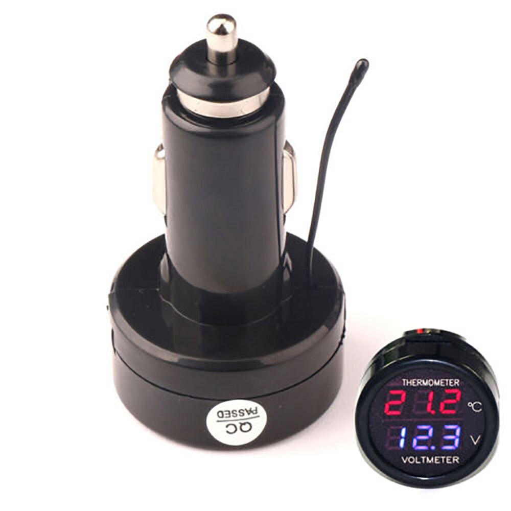 2-in-1 Digitale Voltage & Temperatuur Meter Auto Sigarettenaansteker Thermometer Volt Gaug Display Auto Voltmeter Thermometer