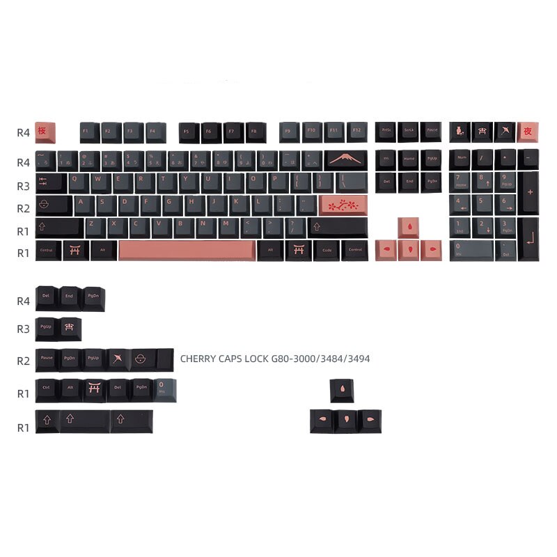 GMK Clone Nightsakura 131 Keys Cherry PBT Dye Sub Keycaps GMK Keys For GMMK Mx Switch Mechanical Keyboard 61/64/68/87/96/980/104