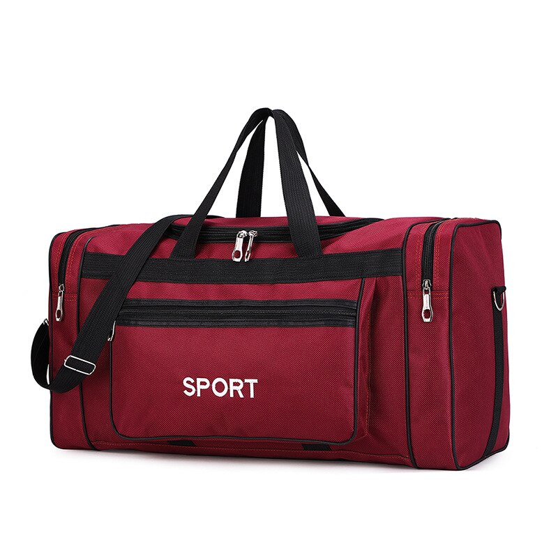 Stor kapacitet vandtæt mænd sport rejsetaske kvinder gym taske rød sort yoga fitness taske unisex håndtaske nylon duffle bag  xa1m: Rød