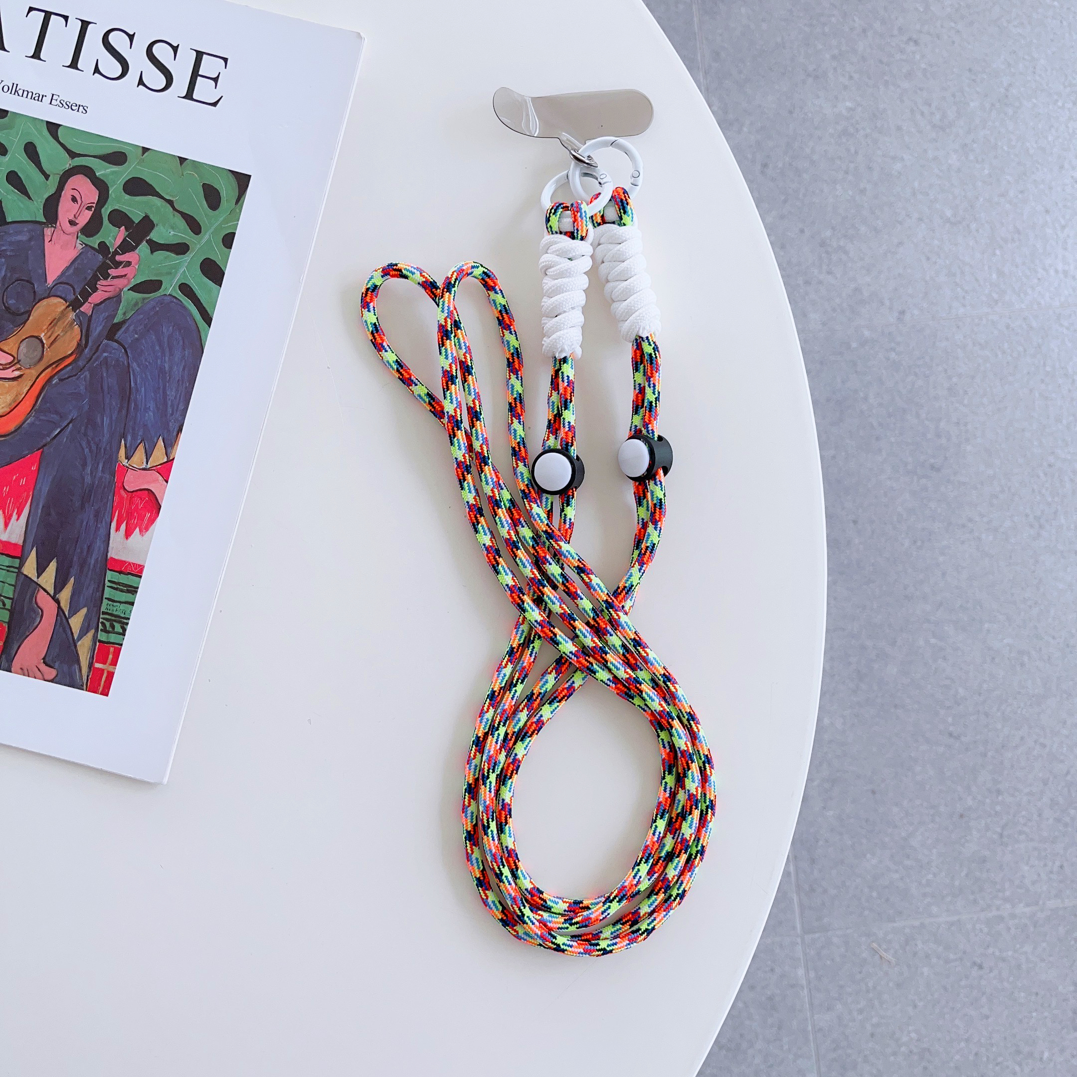 Cordón para teléfono móvil, cuerda cruzada para teléfono móvil, cuerda cruzada para bolso de mujer, cuerda antipérdida multiusos, nueva: Plata / Gris