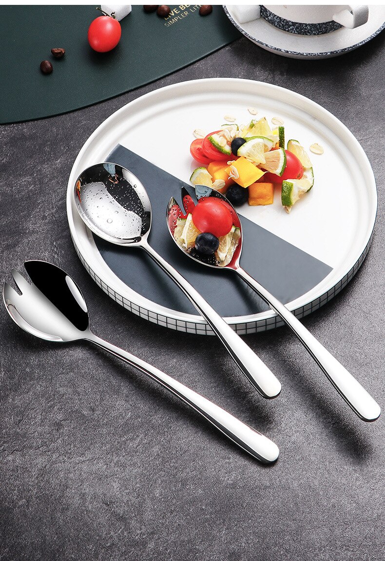 Salad Spoon Fork 2PCS Salad Spoon Stainless Steel Cutlery Set Serving Spoon Set Colorful Unique Spoons Dinnerware Set
