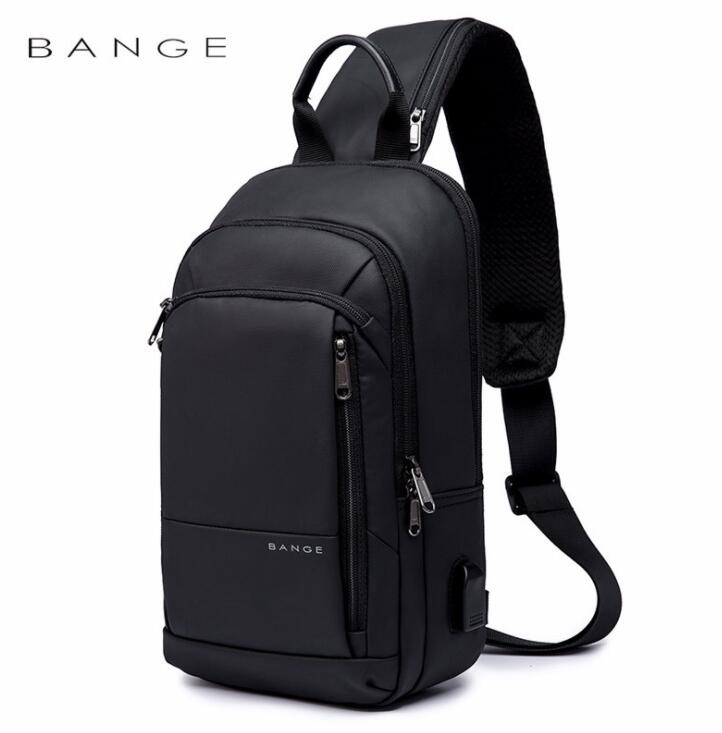 KAKA Men Backpack Pack Nylon Anti-theft Multifunction Crossbody Bag Shoulder Messenger Bags Male Waterproof Short Trip Chest Bag: BLACK