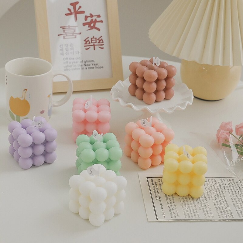 Bubble Cube Aromatherapy Candle Mini DIY Scented Candles Relaxing Birthday Handmade Home Decoration Party Photo Props