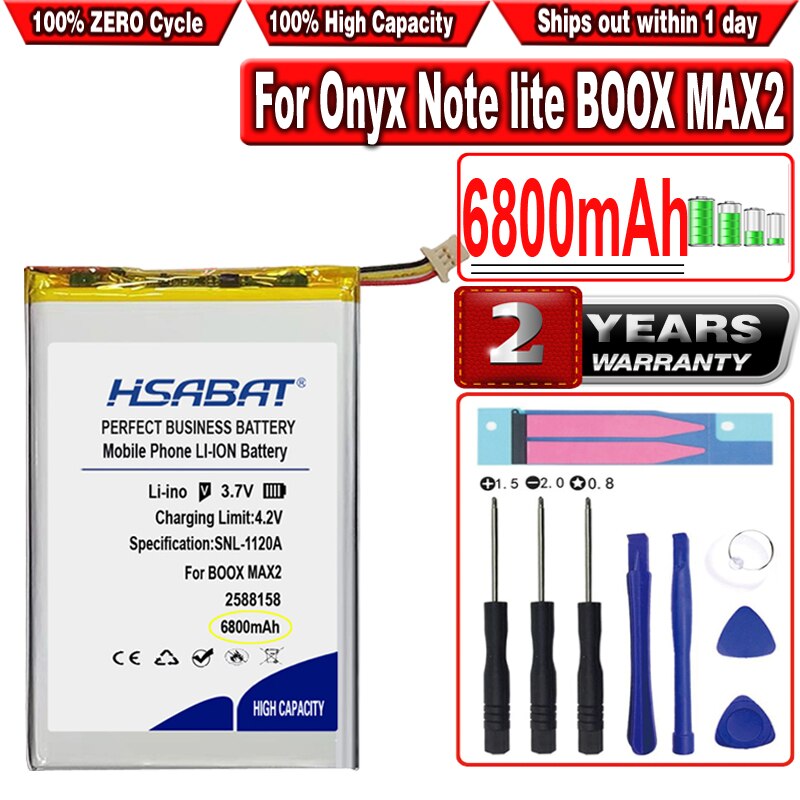 HSABAT – batterie 6800mAh, pour Onyx Note lite, BOOX MAX2 2588158, e-book, NOTE 2, Note 3/ M96C, M96 plus