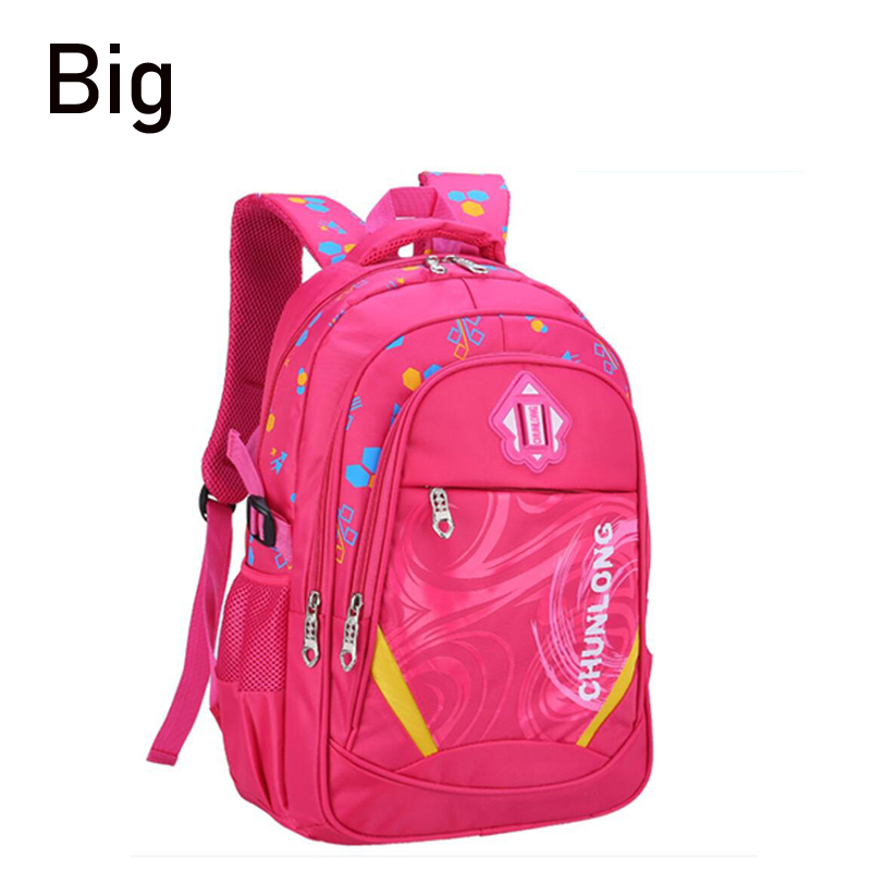 Enfants sacs d'école pour garçons école primaire sac à dos enfant grande capacité enfants cartable filles BookBag étanche 1-3-6 Grade: Big Rose Red