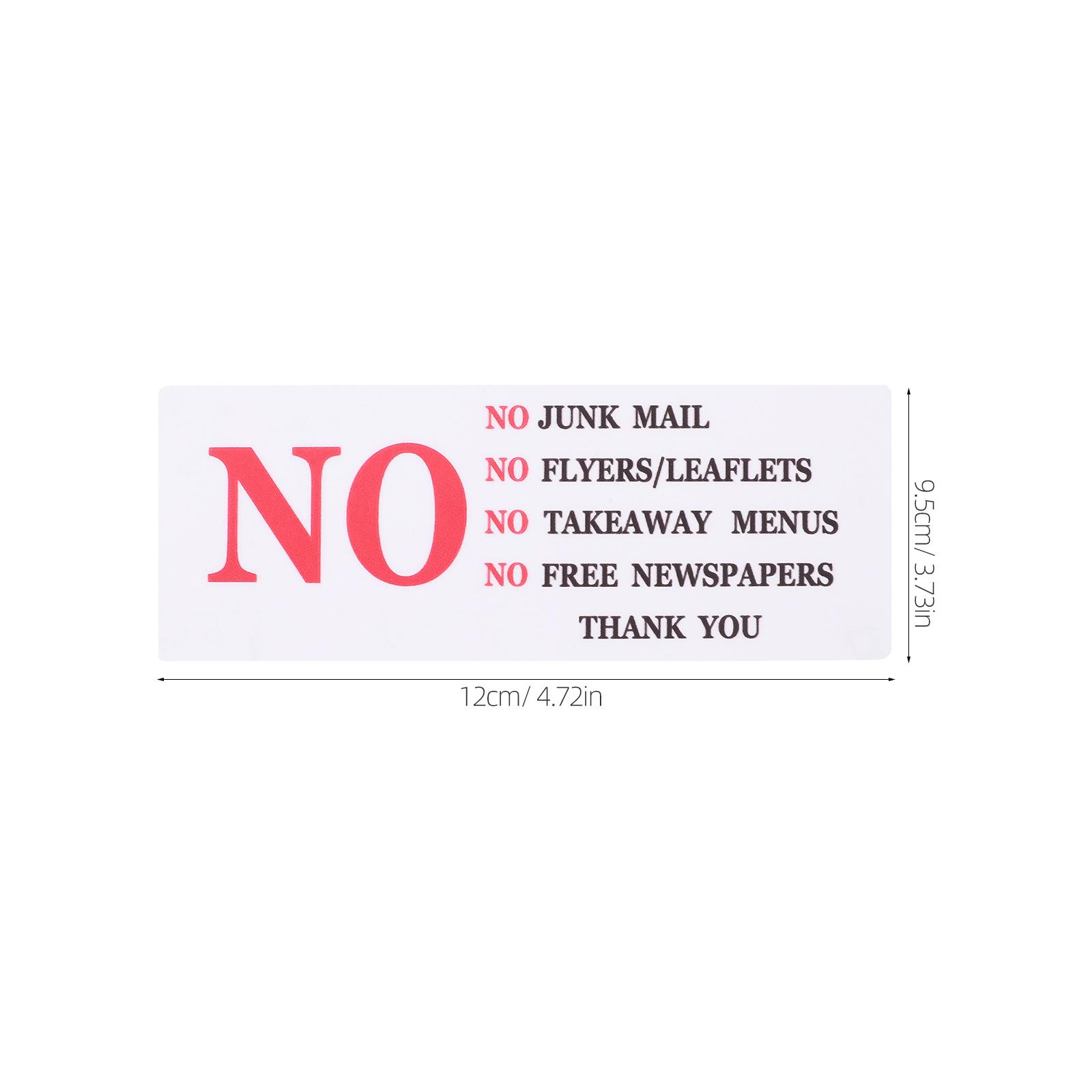 2Pcs Mailbox Warning Sticker No Junk Mail PVC Durable Adhesive Home Commercial Door Sign Functional Removable Weather Resistant