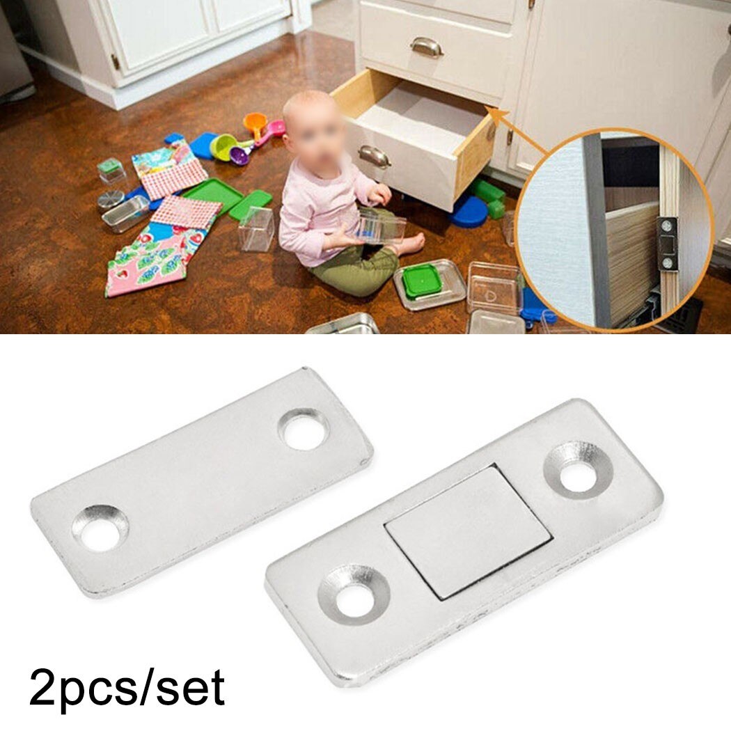 Ultra Thin Strong Magnets Door Cabinet Cupboard Magnetic Catch Latch Slim 2 X Magnetic Catches 2 X Metal Plates 8 X Screws Set