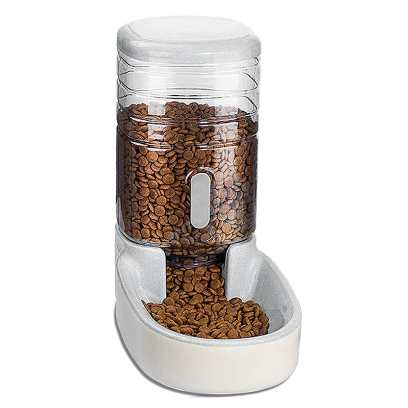 Pets Cats Dogs Automatic Waterer Water Dispenser 3.8 L or Food Feeder Pet Automatic Feeder MDJ998: feeding machine gray
