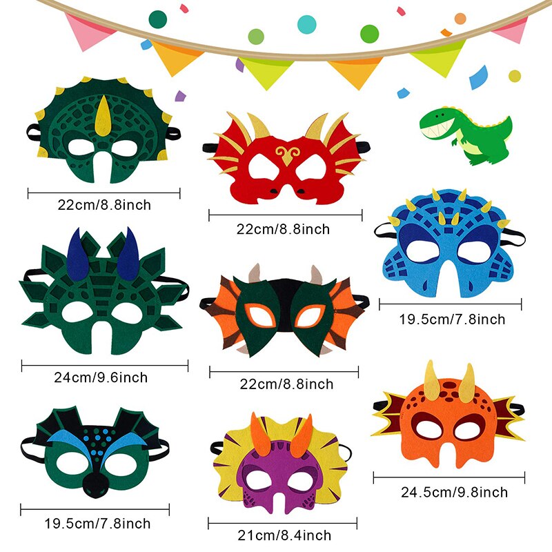 26 pakke dinosaur fest masker maskerade og halloween filt skum eva dino ansigtsmaske til børn børn jule fødselsdag