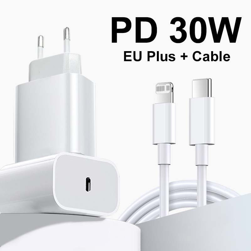 Cargador rápido PD3.0 de 30W para iPhone 11, 13, 12, 14 Pro Max XR XS SE 8 Plus, Cable USB C de carga rápida, accesorios para cargadores de teléfono: BR