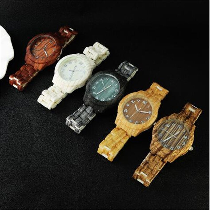 Træure quartz ur herre bambus moderne armbåndsur analog natur træ blødt læder fødselsdag