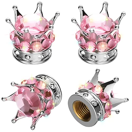 4 Pcs Crown Tire Valve Stem Caps Bling Crystal Rhinestone Universal Chrome Crown Vehicle Car Tire Caps Covers Autos Accesorios: Brown
