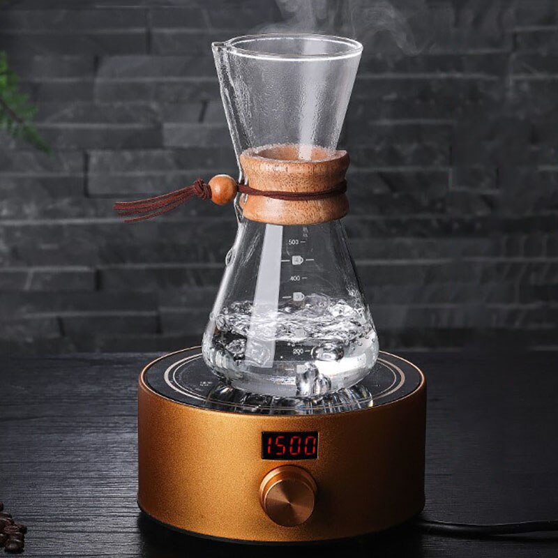 Cafetera de vidrio con filtro V60, cafetera percoladora de vidrio con mango de madera de borosilicato de 400ml 600ml 800ml