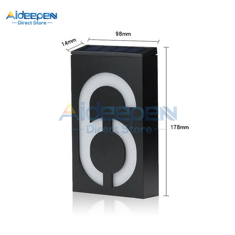 LED Digital Solar Power Light Sign House Number Doorplate Door Number Address Digits Wall Mount Number With Battery For Home