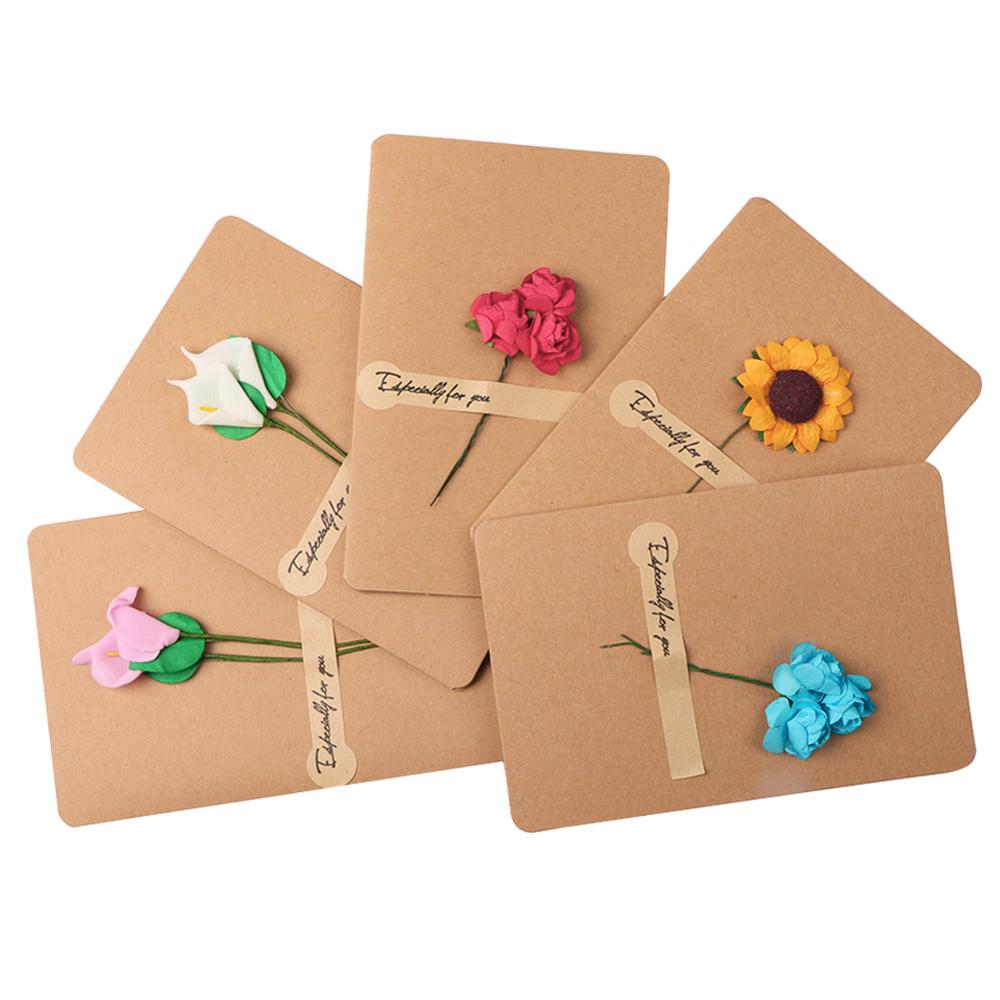 Dry Flower Handmade Cards Handwritten Blessing Greeting Card Birthday Wedding Invitation Cards Thanks Cards Party Supplies