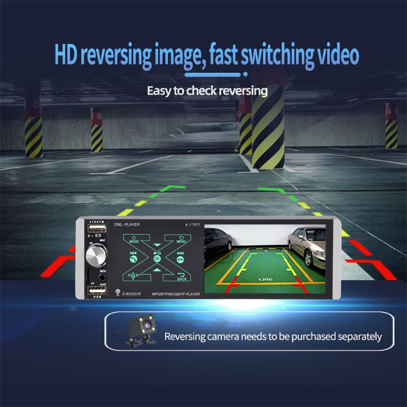 4.1 inch Car Stereo Bluetooth 5.0 FM AI Voice AUX MP5 Player 1 Din Vehicle Car Radio Mirror Link +Mic Steering Wheel Control