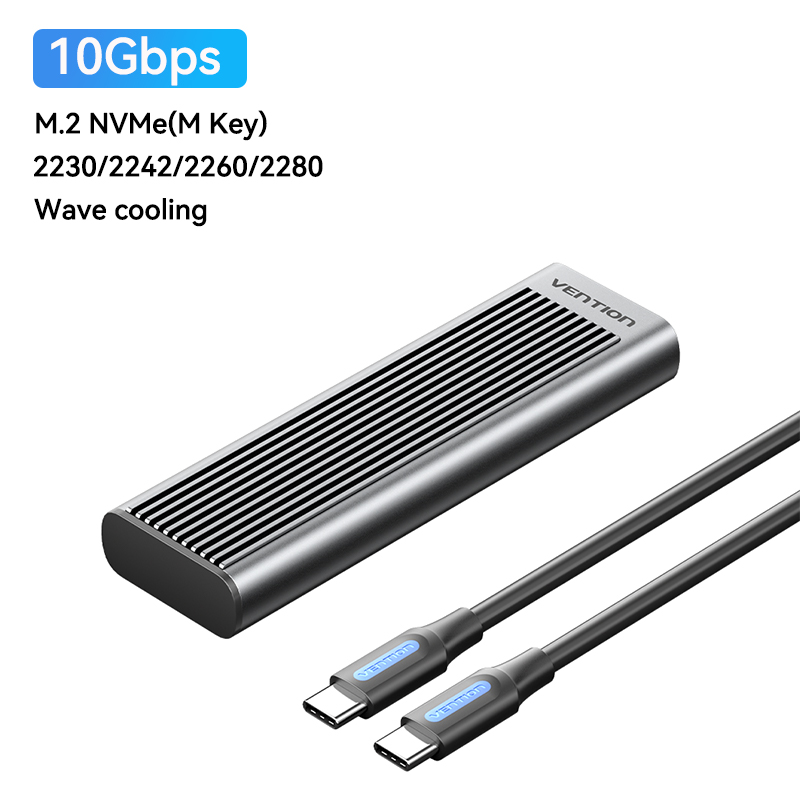 Obudowa Vention M.2 SSD NVMe SATA z podwójnym protokołem, adapter USB 3.2 Gen2 10Gbps, obudowa do laptopa, telefonu, z chłodzeniem i ochroną.: Srebrny