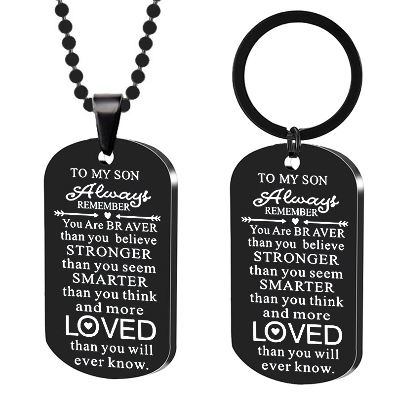 Stainless Steel Dog Tag Pendant Necklace Dog Tags Army Family TO MY My Daughter Son Necklaces Boys Kids Child Inspirational