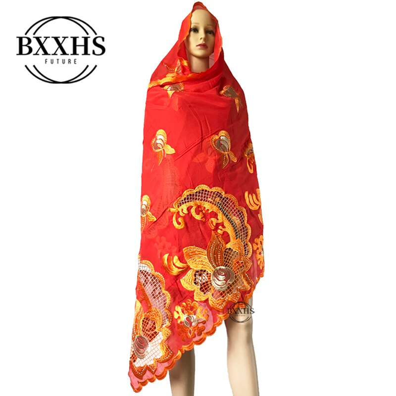 Écharpe africaine pour femmes, grande écharpe brodée 100% coton, avec pierres pour châle, hijab africain,: LH128-4