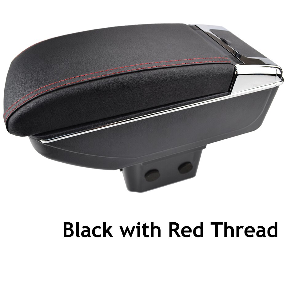 Black Center Console Opbergdoos Lederen Dual Layer Armsteun Armsteun Ondersteuning Voor Chevrolet Cruze: Red Thread