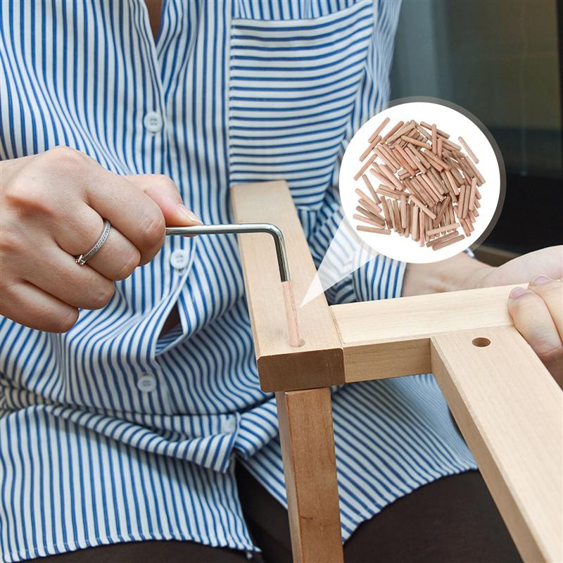 300 Pcs Wooden Needle Round Craft Wood Pin Nail Wedge Wood Shaft Connector Cork Twill Wood Pin Nail Wedge Wooden Shaft Connector