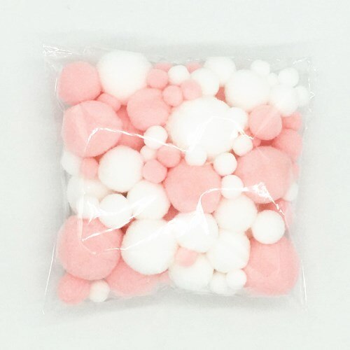 Ljusrosa vit pompom päls hantverk gör-det-själv mjuka pom poms hantverk pomponer boll bröllop dekor lim på tyg tillbehör 8mm to 30mm 20g: Blanda storlek 0316