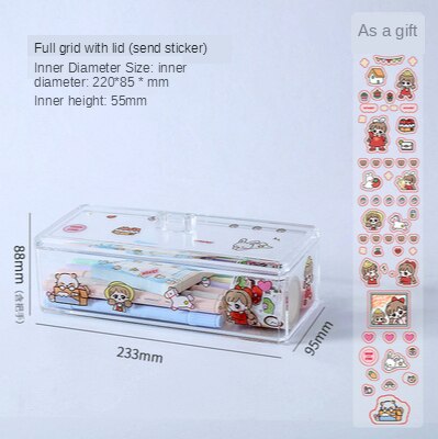 Transparent Desk Organizer Stationery Sundries Makeup Pencil Tape Stackable Plastic Storage Box School Office Stationery Holder: C