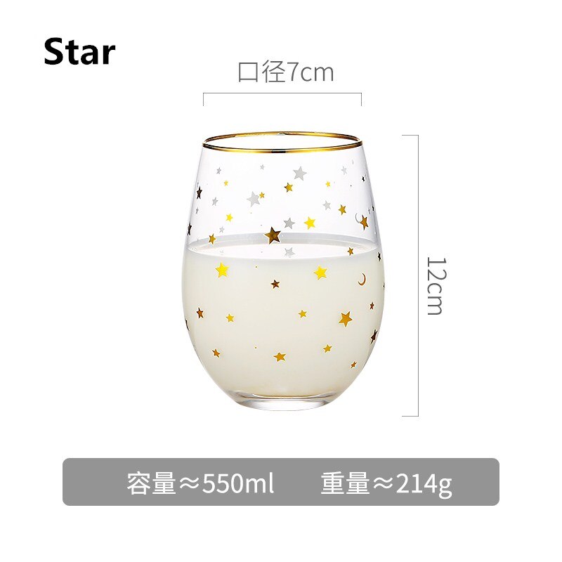 Stjernetryk whiskyglas kop vinglas krus guld indlagt whiskyglas drikkeglas krus mælk vand kopper og krus: Stjerne