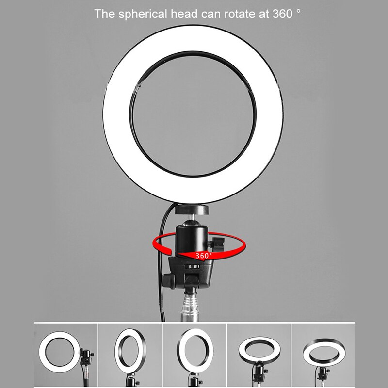 10 Gear 3 Kleur Schoonheid Vullen Lamp Kleine Fotografie Ring Led Lamp Usb Foto Fotografie Verlichting Met Stand Up (zwart)