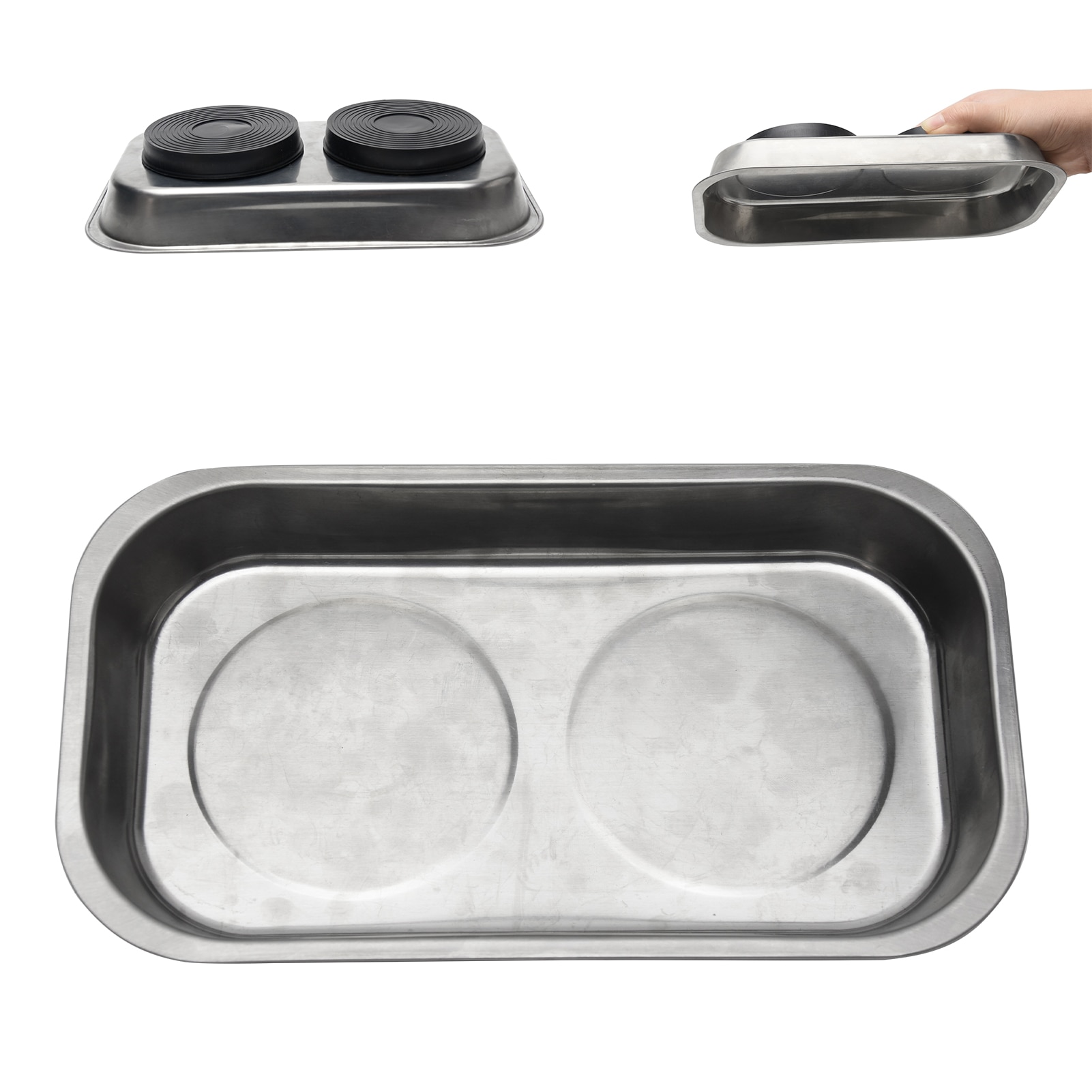 Magnetic Screw Storage Tray Polished Prevent Loss Bolts Nuts Stainless Steel Portable Anti Fall Rectangular Collect Rustproof