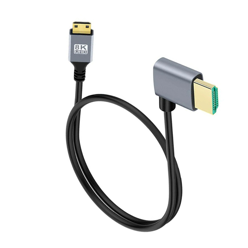 0,5M 1M 8K UHD-kabel omhoog/omlaag/links/rechts hoek HDMI-compatibel Mini Micro HD-scherm Dun snoer voor laptop PC Camera Monitor HDTV: Ivoor / 1m