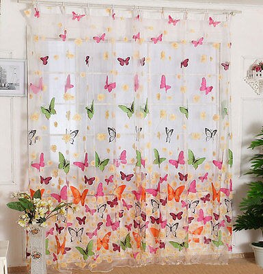 200cm x 100 cm sommerfugletryk rene vinduespanel gardiner rumdeler til stue soveværelse køkken værelse