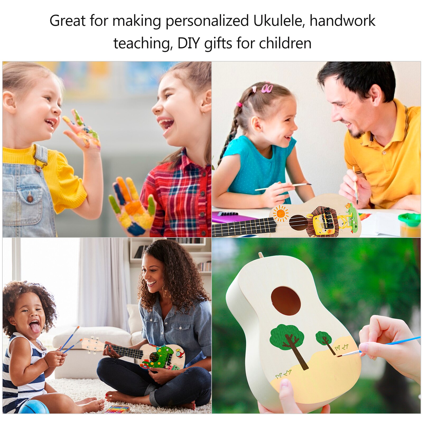 21-Inch DIY Ukulele Semi-Finished Ukelele Kit DIY Painting Uke Kit Unfinished Ukulele Set Stringed Instrument Gitf