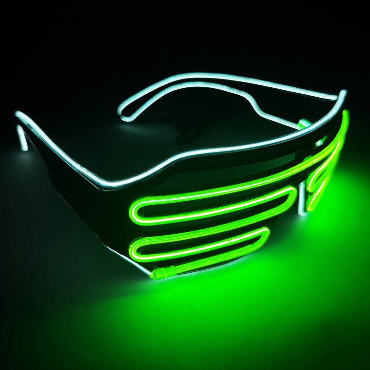LED Luminous Glasses Halloween Glowing Neon Christmas Party Bril Flashing Light Glow Sunglasses Glass Festival Supplies Costumes: White and neon green
