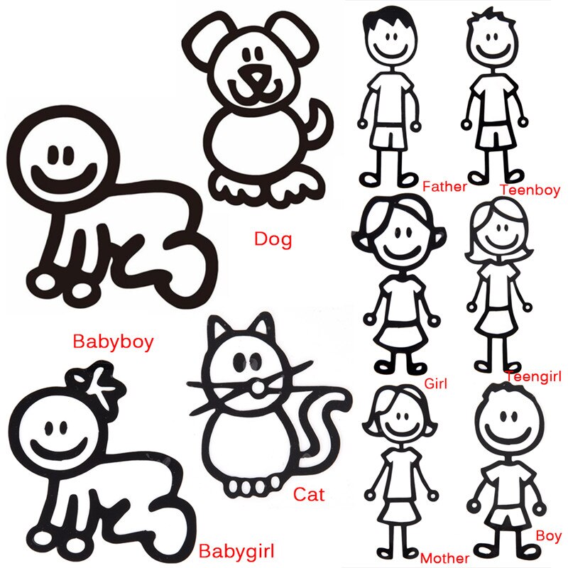 Waterproof Auto Sticker Custom Family Member Viny Decal Car Stick Figure DIY Adhesive Window Car Stickers