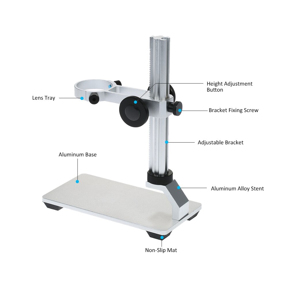 Adjustable Height Microscope Stand Aluminum Alloy Bracket Holder Lifting Support for Clamping 32-34mm USB Digital Microscopes