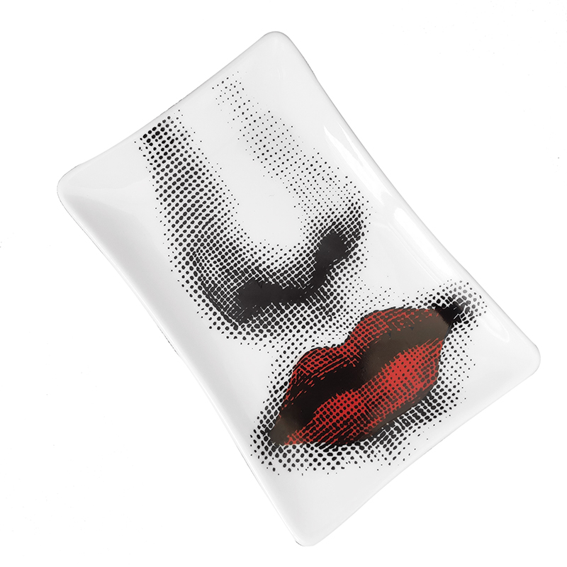 Ceramic Decoration Plate Face and Lips Pattern Jewelry Dish Home Trays Decorative Ceramic Room Decor: 2