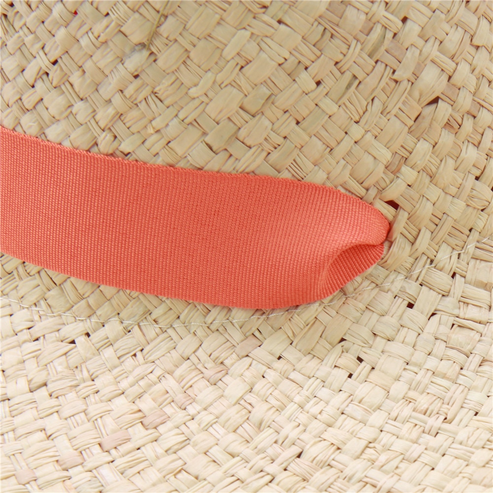 Cinta de bandas de rafia sombreros para las mujeres y los niños de cúpula de gorro de playa Aire Libre de verano de sombra sol sombrero padre-hijo