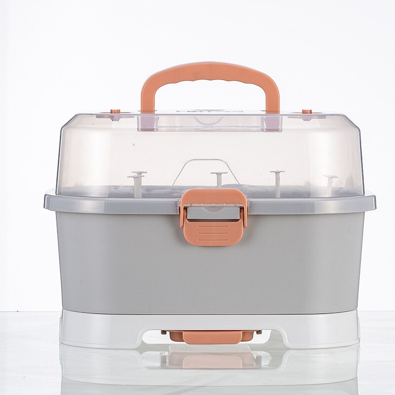 Étagère de séchage pour biberons, grande boîte de rangement pour biberons, organisateur avec couvercle, organisateur d&#39;armoire de cuisine Portable: GRAY