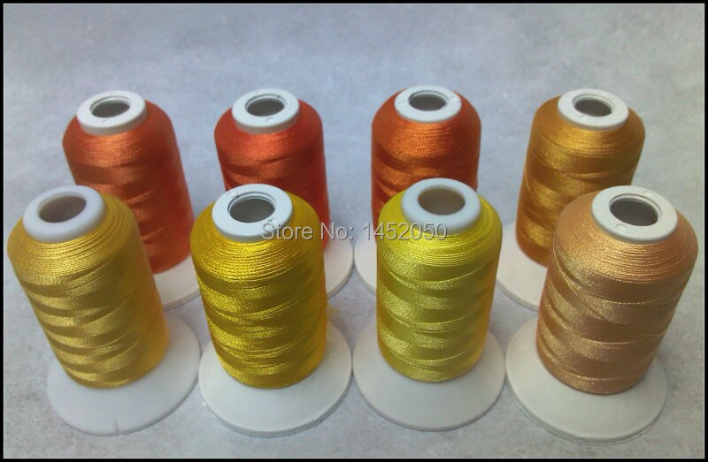 Geel kleuren borduurmachine draad 8 spoelen