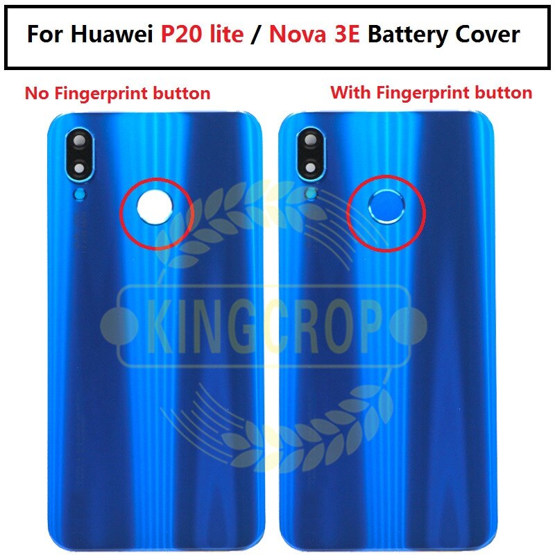 Huawei Nova 3e Back glass Battery Cover Rear Door Housing Case Replacement Huawei P20 Lite Battery Cover with Fingerprint button