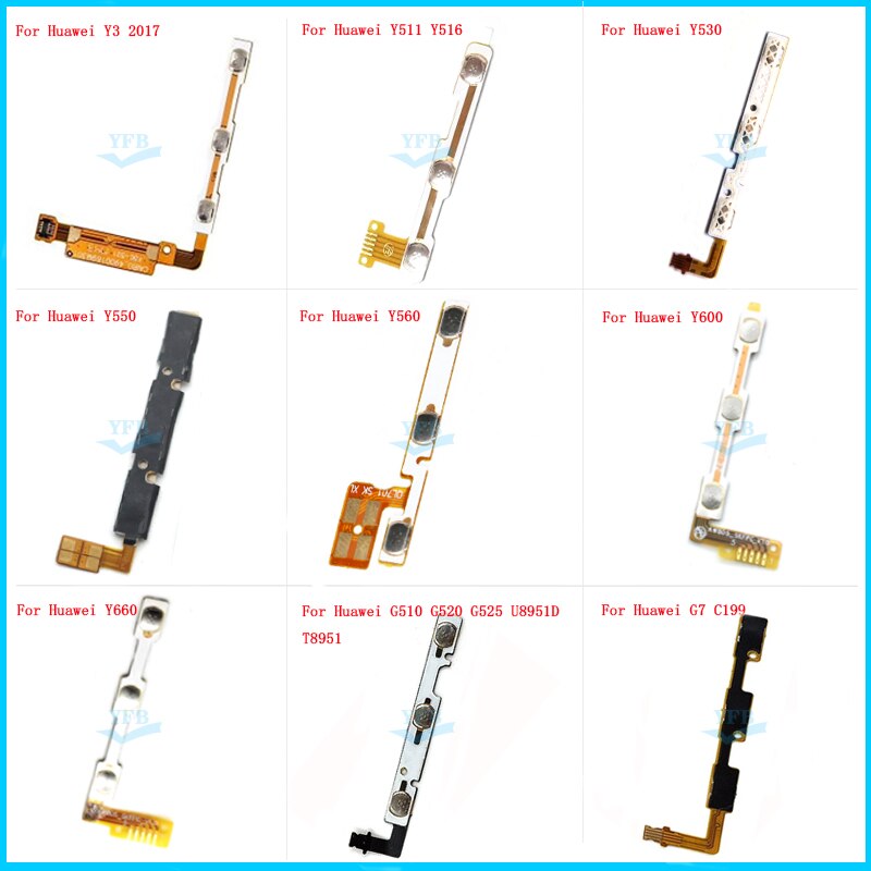 Interruptor de botón de volumen y encender y apagar Cable flexible para piezas de Huawei Y3 Y511 Y530 Y550 Y560 Y600 Y660 G510 G520 G525 G7 C199