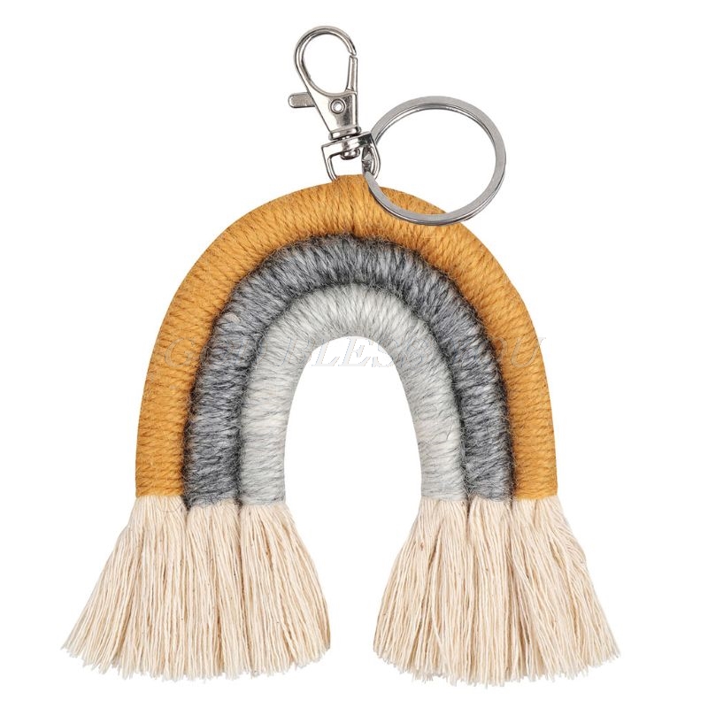 Vævning regnbue nøgleringe til kvinder boho håndlavet nøgleholder nøglering macrame taske charme bil hængende smykker: Tast 42