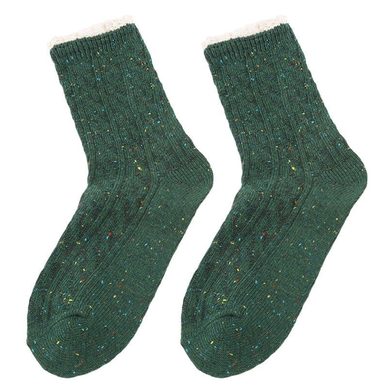 Damen-socken im japanischen retro-stil mit spitze, süße, dicke flor-socken, herbst- und wintersocken: Grün